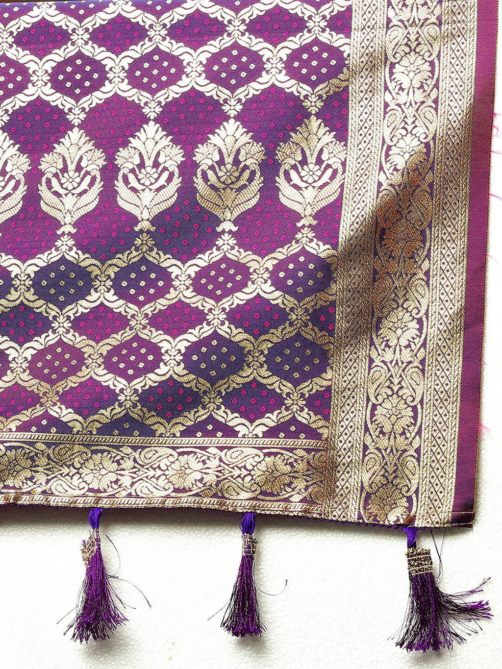 Lorenvalley Fashion Magenta & Wine Patola Silk Woven Design Meenakari Weaving Saree | Grocsy