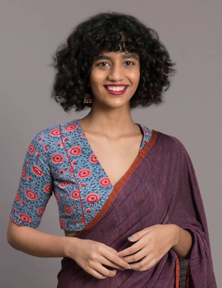 Suta Purple Orange Solid Cotton Blend Saree | Grocsy