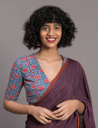 Suta Purple Orange Solid Cotton Blend Saree | Grocsy
