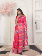 Shree Shyam Fashion Silk Blend Pink Saree | Grocsy