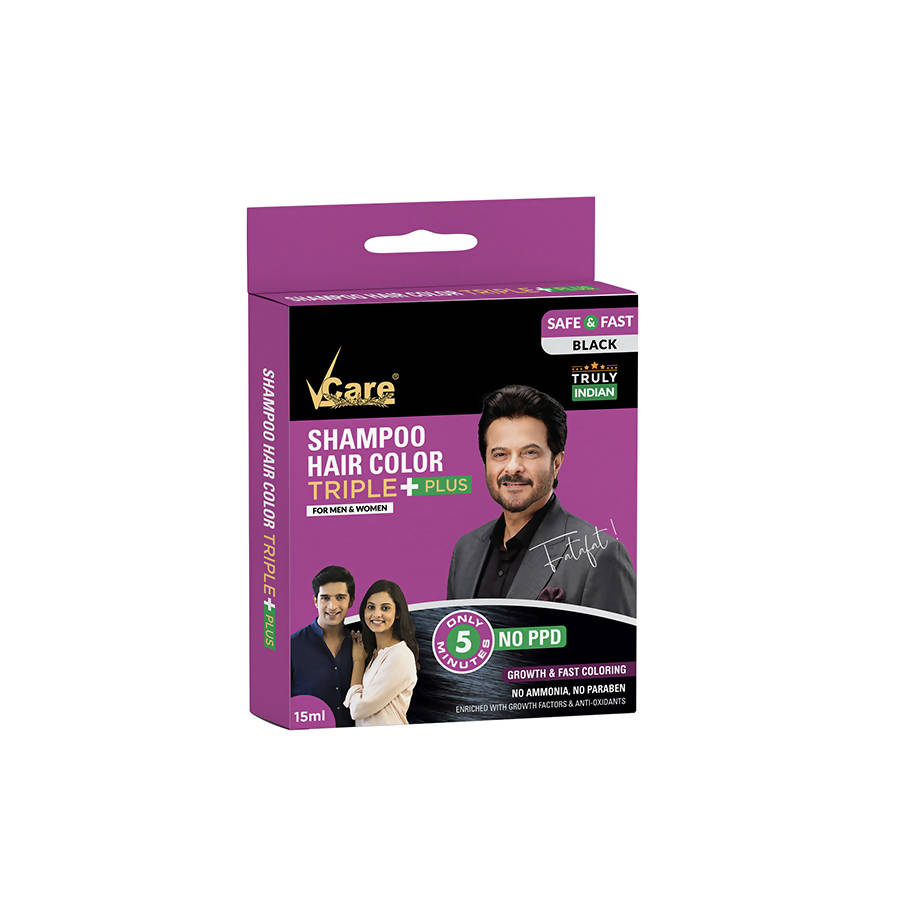 VCare Shampoo Hair Color Triple Plus - Black Color | Grocsy