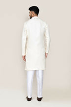 Joban Fashion Cream Colored Jacquard Fabric Kurta With Straight Fit Pant | Grocsy
