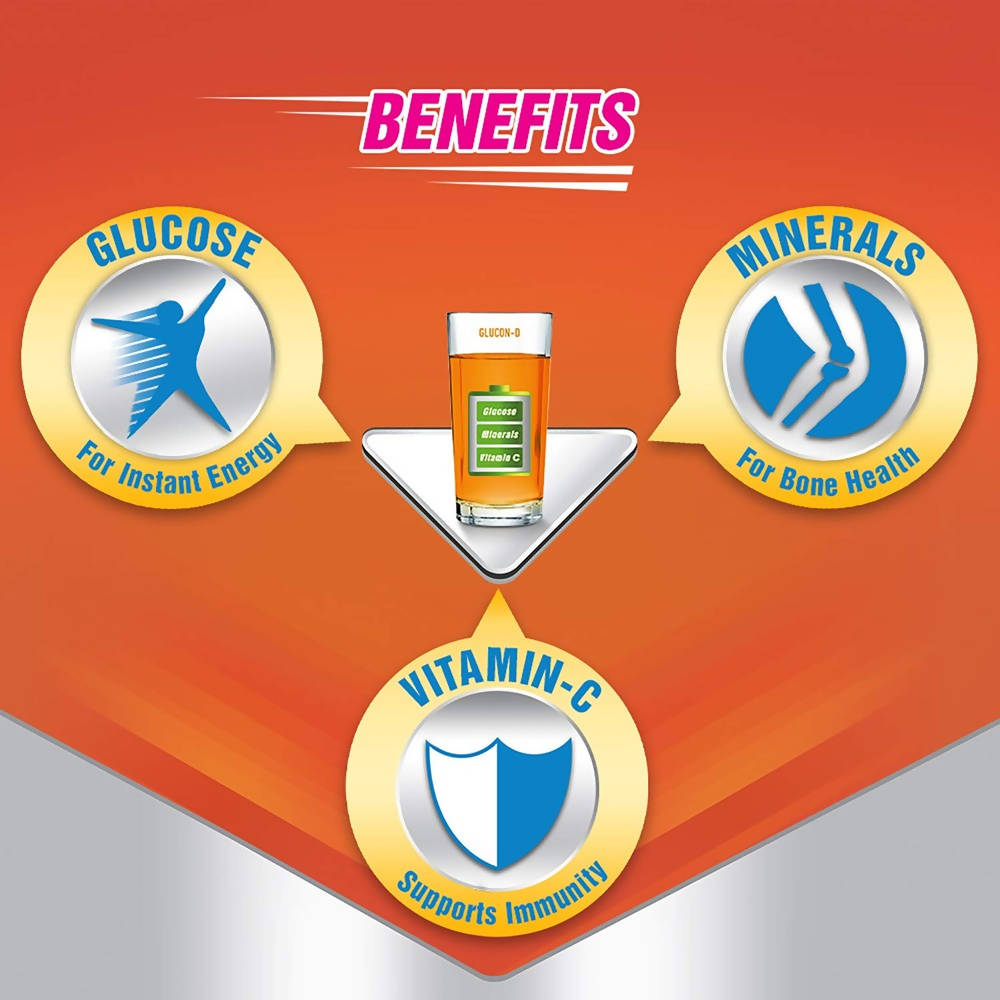 Glucon-D Instant Energy Health Drink - Tangy Orange | Tangy Orange Glucose Powder | Instant Energy & Immunity Recharge | With Vitamin C & Calcium | Grocsy