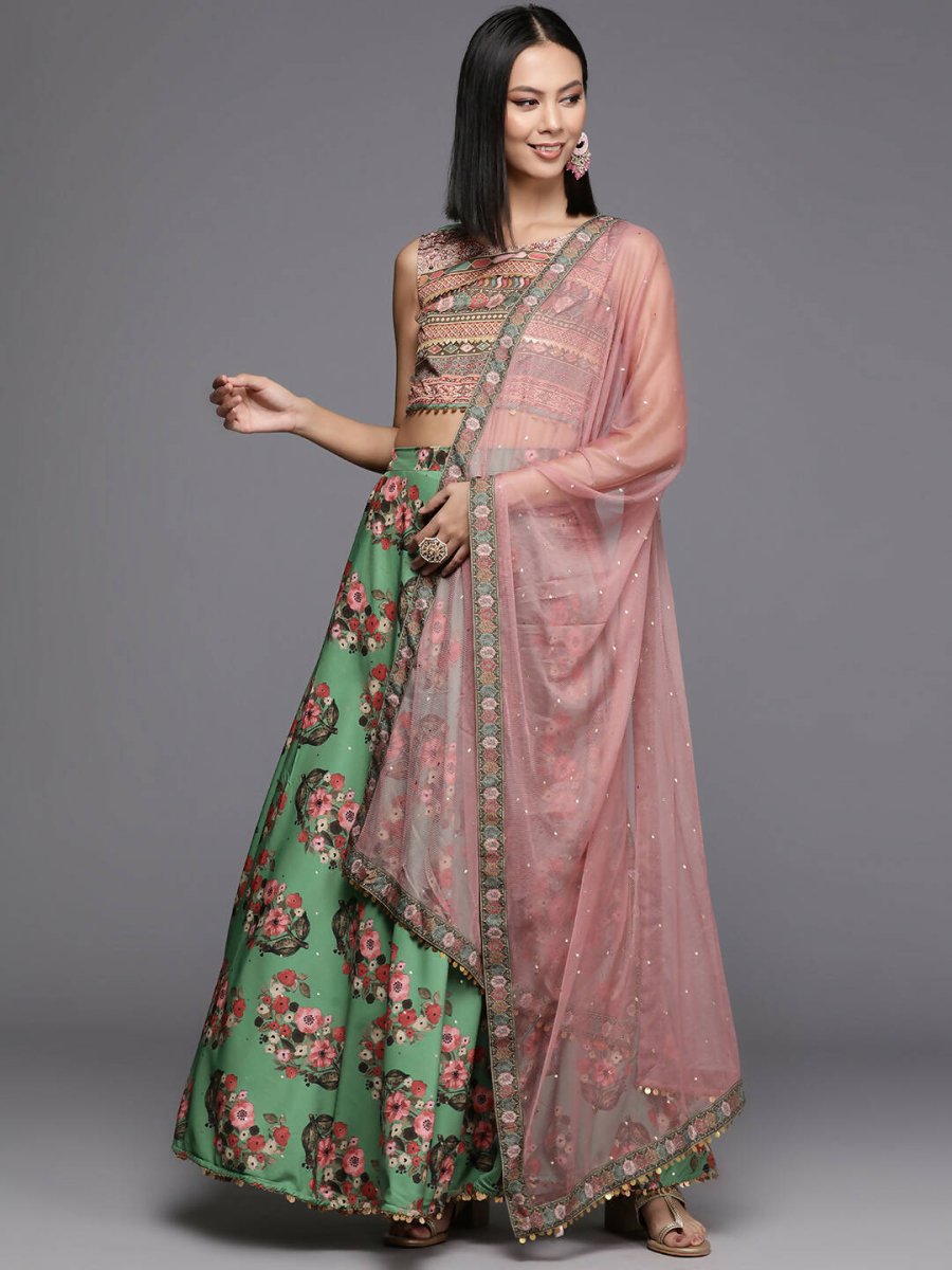 Ahalyaa Women's Traditional wear Lehenga Choli - Green | Grocsy