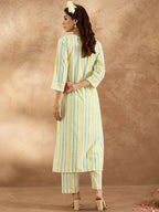 Indo Era Women Floral Embroidered Regular Thread Work Pure Cotton Kurta with Trousers | Grocsy