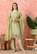 Joban Fashion Light Green Premium Pure Viscose Print Dola With Handwork Kurta Set | Grocsy