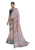 Light Pink Crepe Silk Georgette Applic With Sequence Work Saree With Blouse Piece - Norita Avyaan | Grocsy