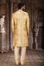Raivat Ethnic Art Silk Digital Print Sherwani In Yellow Colour | Grocsy