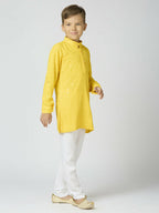 Joban Fashion Kids Island Full Sleeves Cotton Kurta and Pyjama Set with Sequin work - Yellow | Grocsy