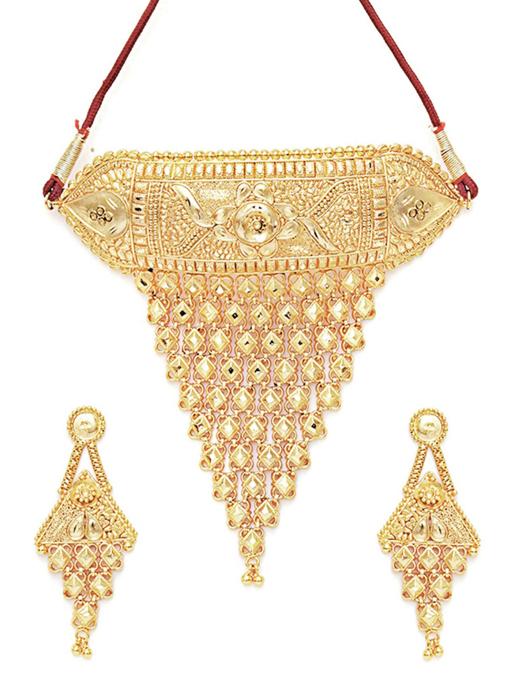 Gold plating jewellery set (Gold) - Ruby Raang | Grocsy
