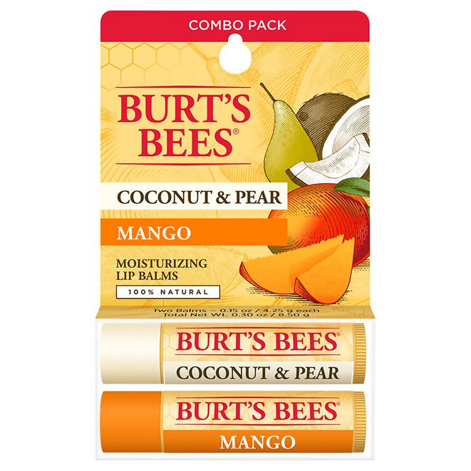 Burt's Bees Natural Moisturizing Lip Balms (Coconut & Pear and Mango) | Grocsy