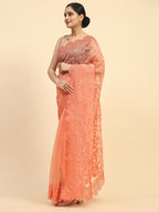 Vamsee Sujal Orange Organza Saree | Grocsy