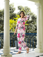 Casual Fashionable Multi Muslin Cotton co-ord set - Manya | Grocsy