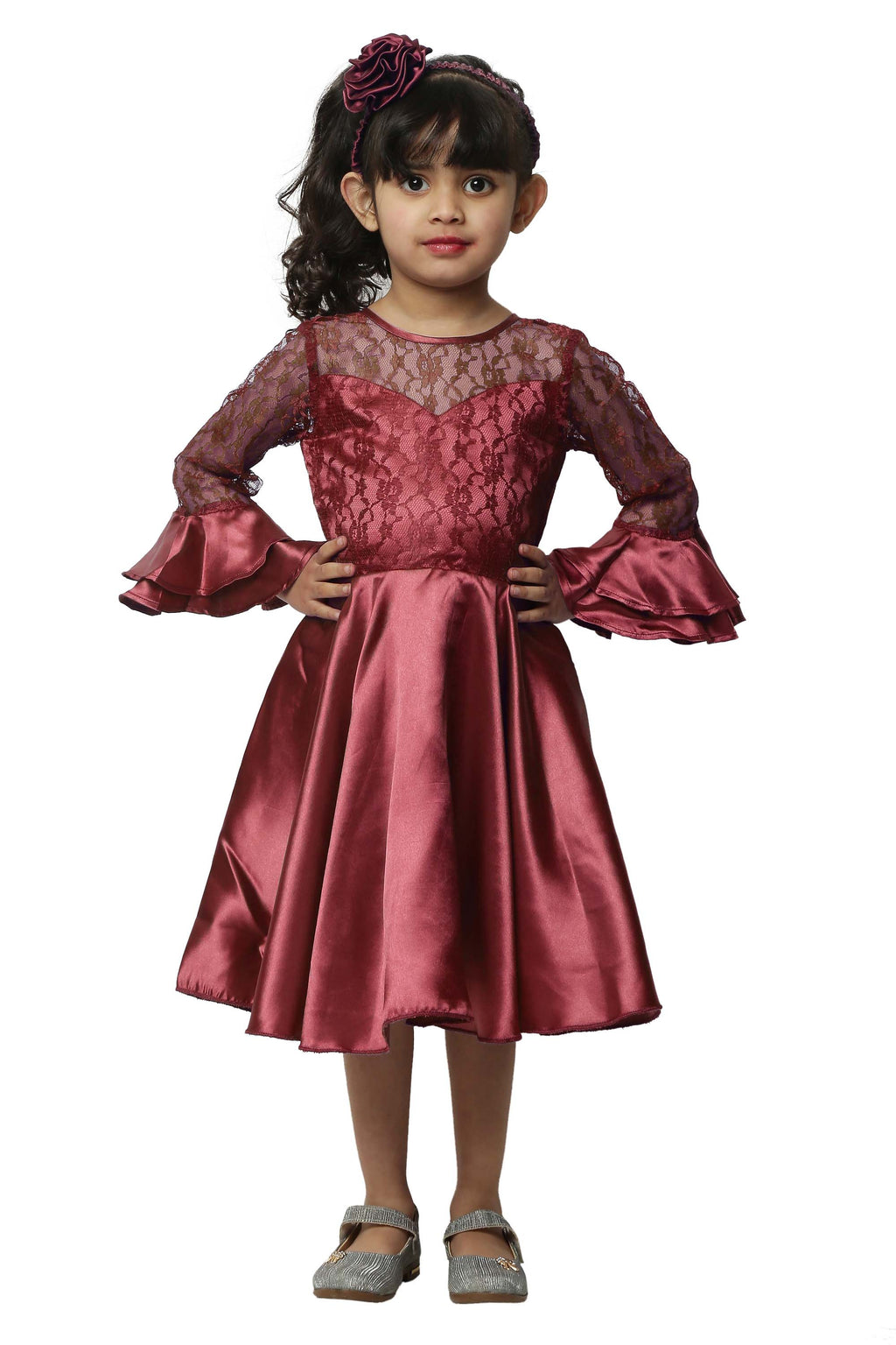 Asmaani Kids Party Wear Stylish Dresses, Perfect for Parties, Functions & Vacations - Maroon | Grocsy