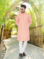 Even Apparels Men's Pure Cotton Orange Kurta | Grocsy