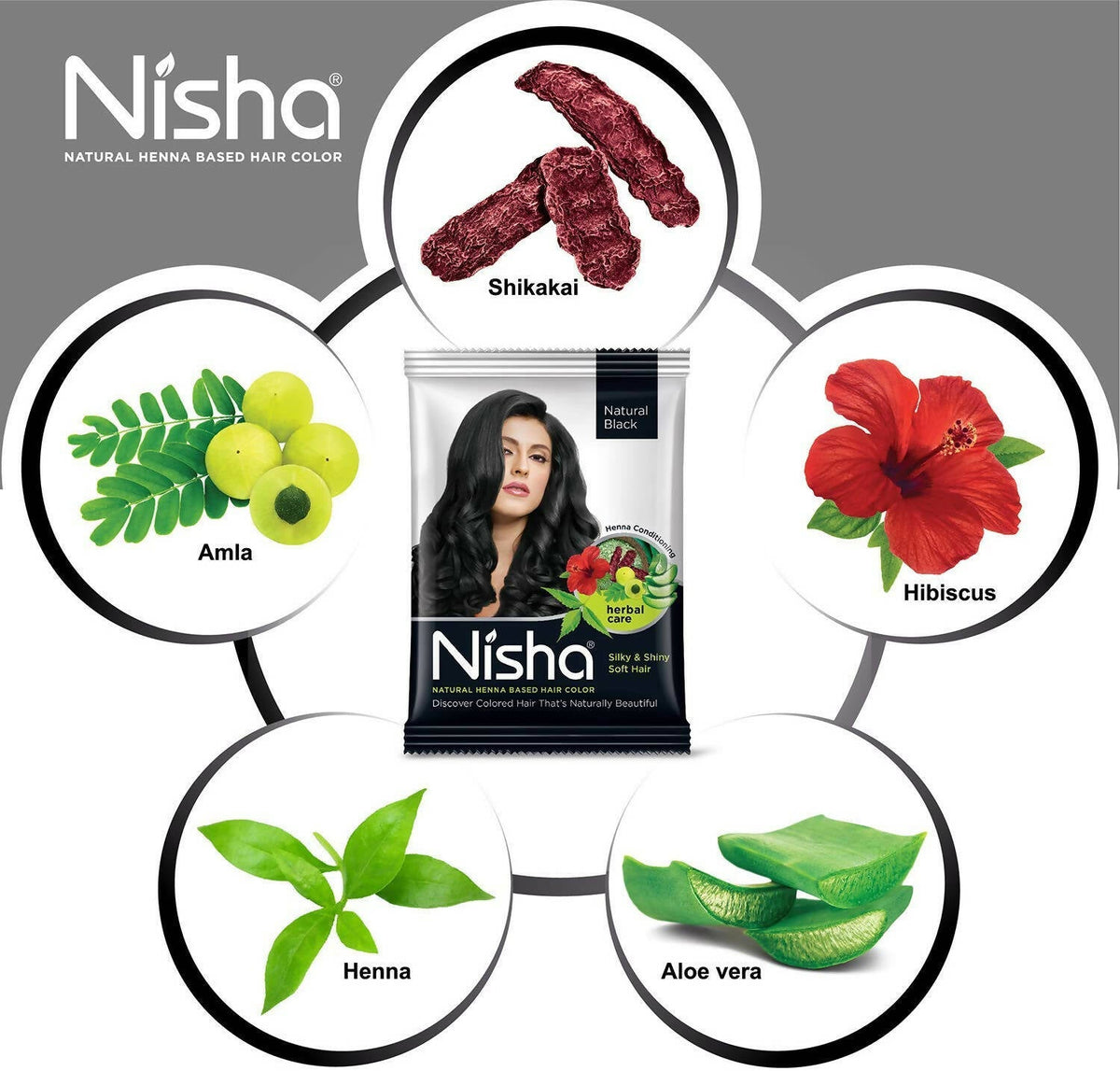 Nisha Henna Based Hair Color Natural Black | Grocsy