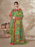 Aayaa Designer Winter Collection Printed Saree With Shawl - Multi Color | Grocsy