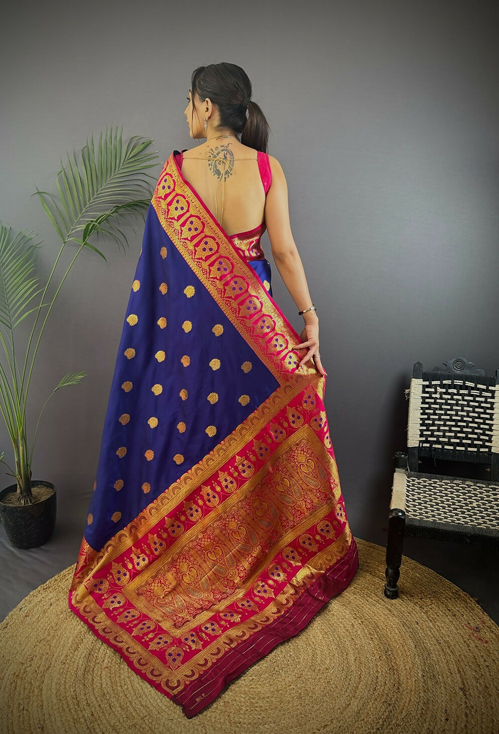 Joban Fashion Red Butti Banarasi Silk Sarees | Grocsy