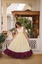 Teeya Creation Womens New Trendy Cotton With Sequins Multithreaded Beads Embroidered Work Gown Set | Grocsy