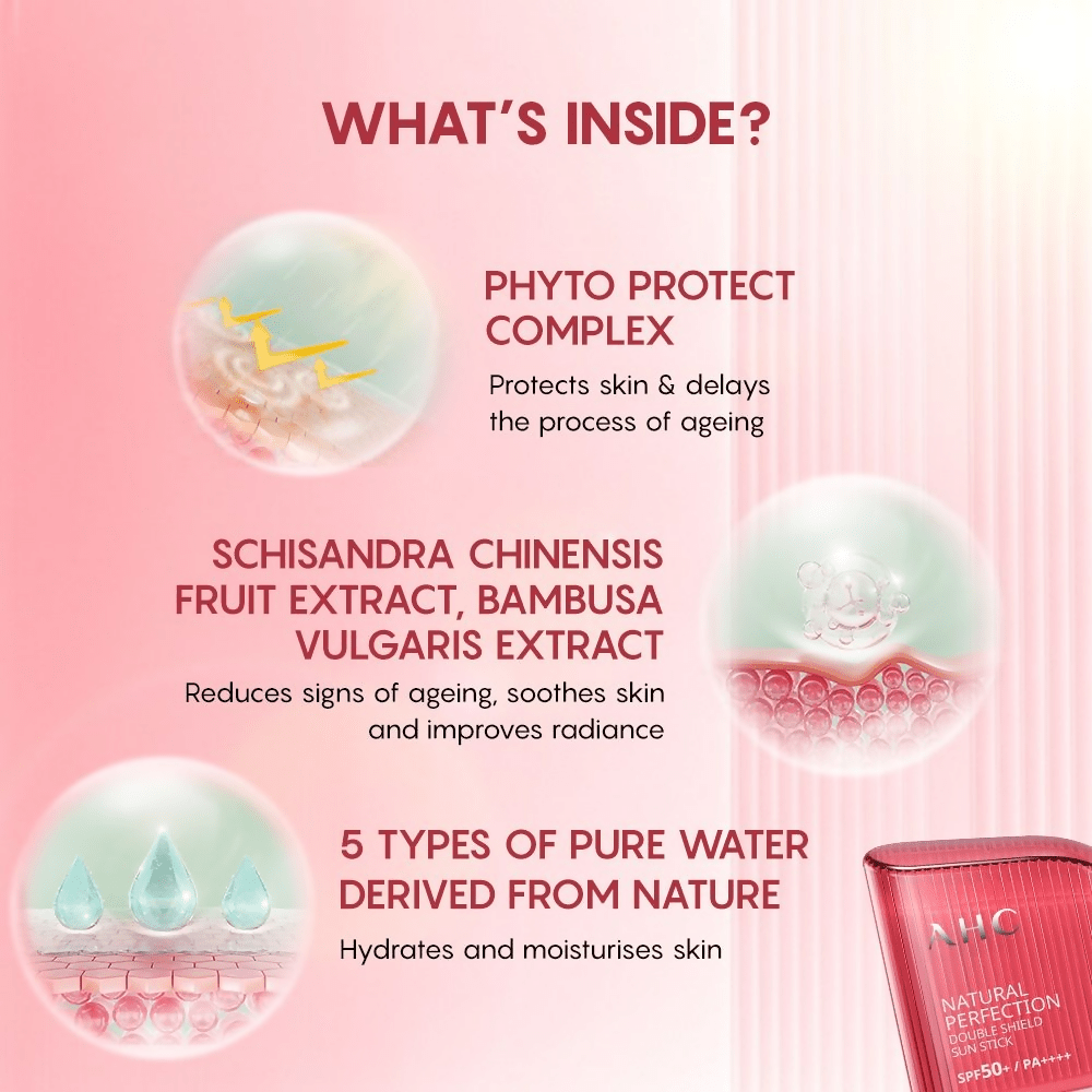 AHC Natural Perfection Double Shield Sun Stick With SPF 50+ & PA++++ - Korean Skincare | Grocsy