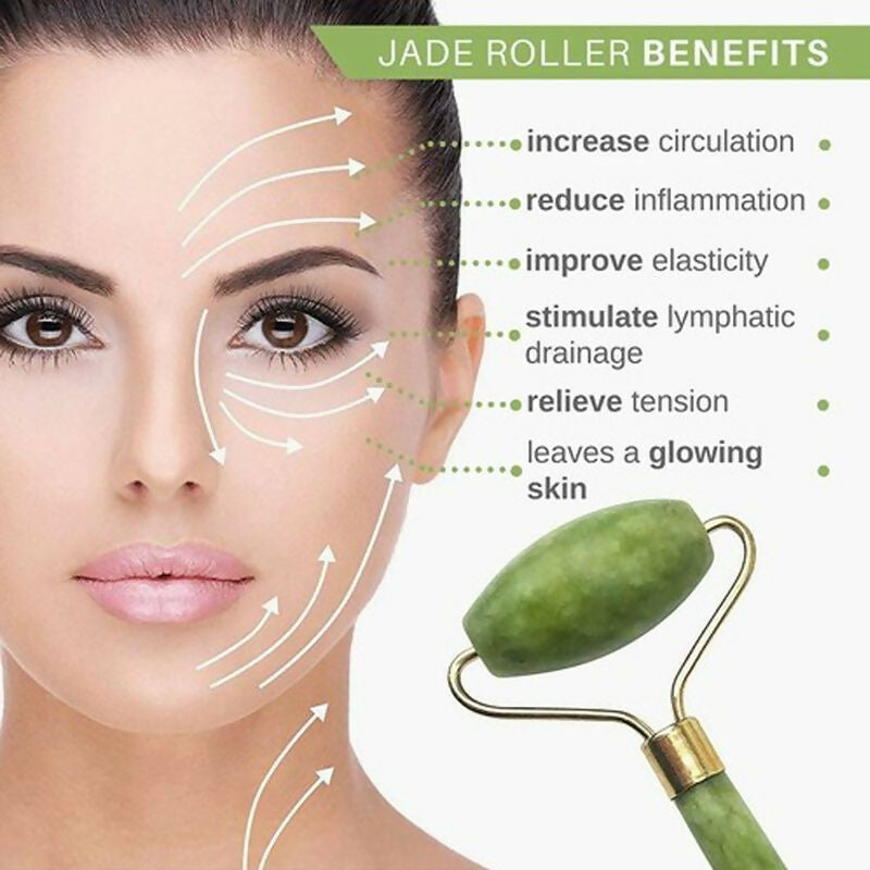 WishCare Face Massage Jade Roller For Glowing Skin - Green | Grocsy