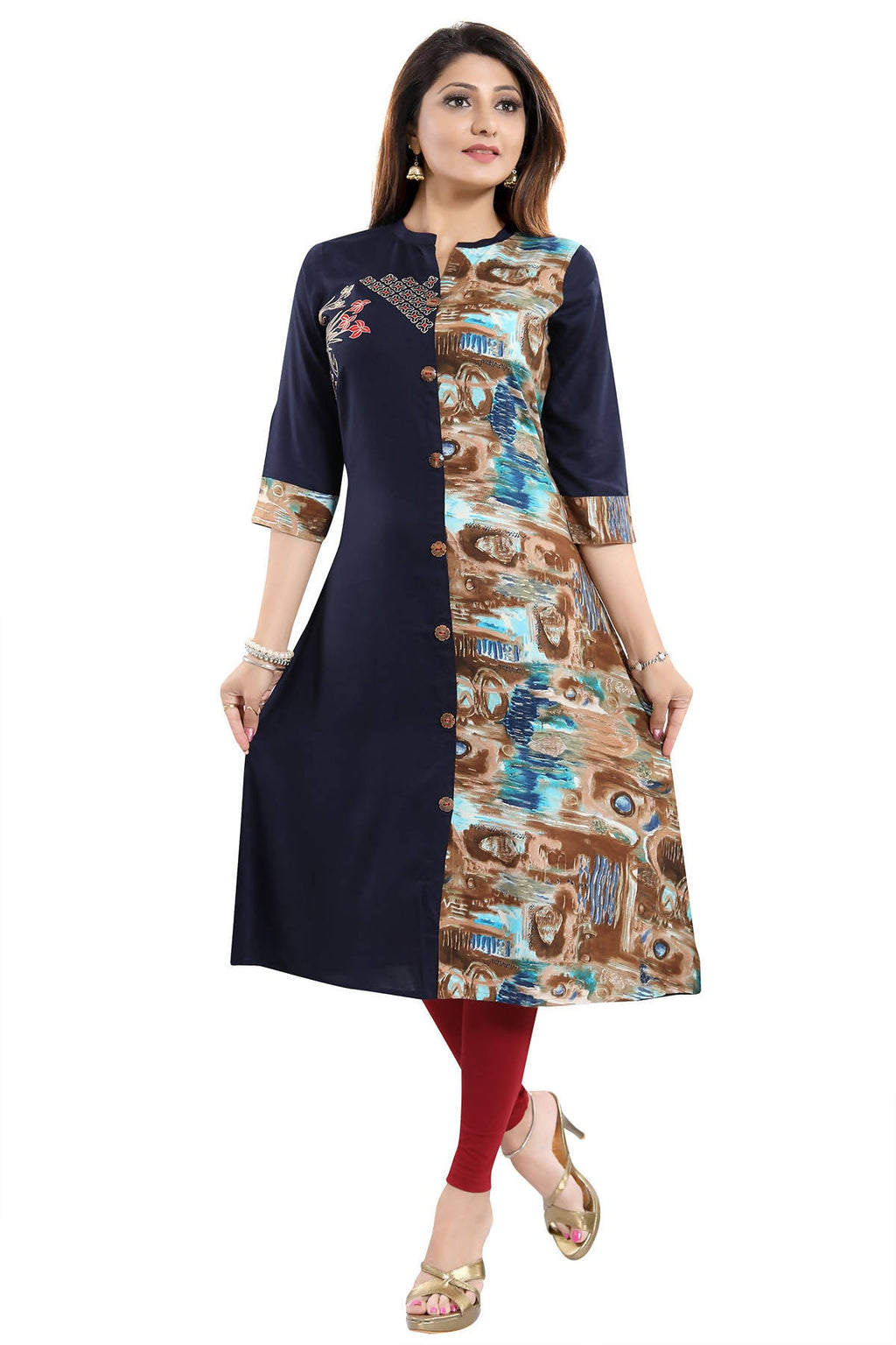 Snehal Creations Designer Rayon Long Kurti With Embroidery | Grocsy