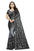 Vamika Grey Lycra Blend Printed Floral Saree | Grocsy