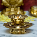 Bhimonee Decor Pure Brass Nanda Akhand Jyoth Table Diya | Grocsy