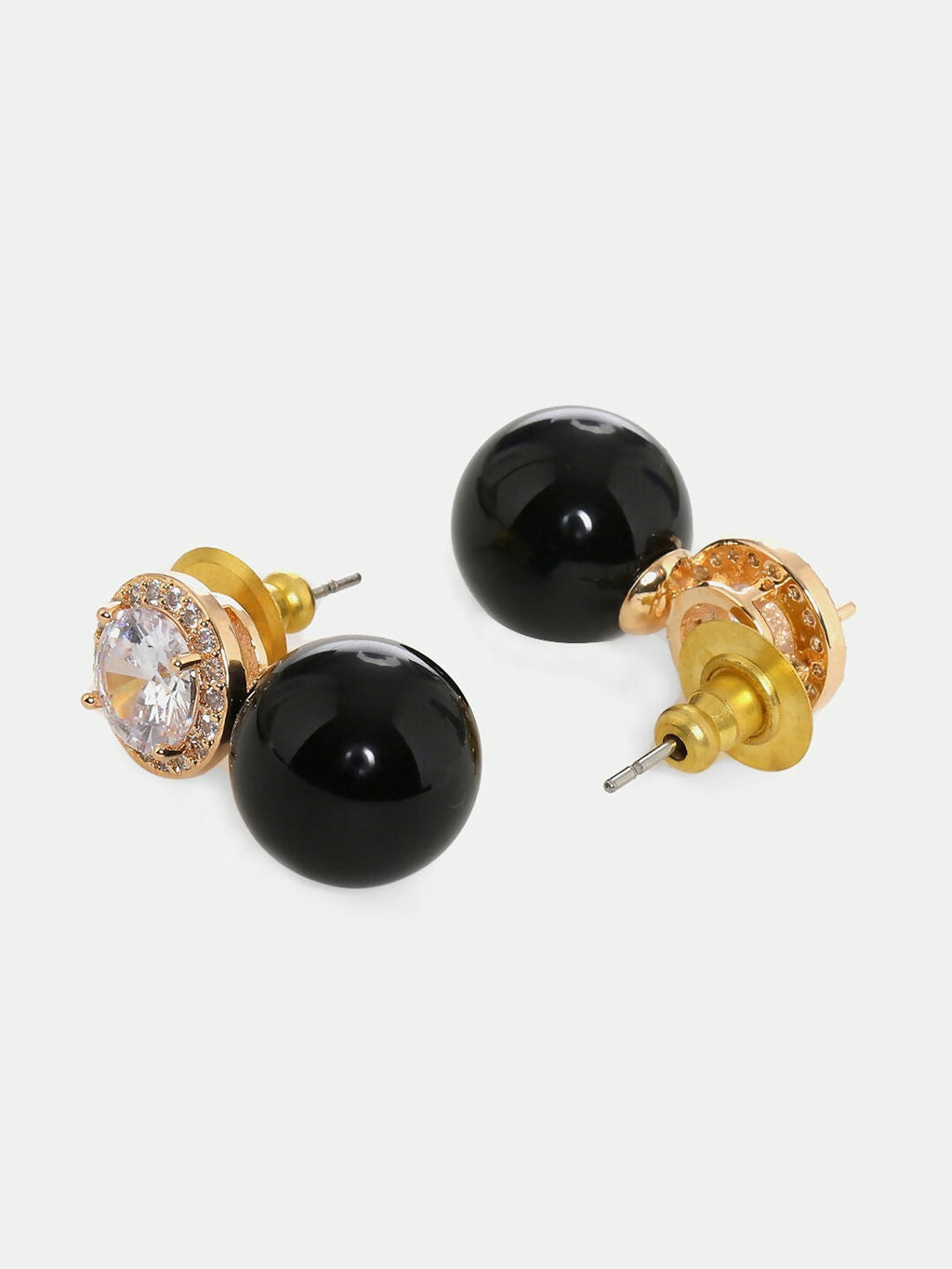 Diamond Studs with Black Drop- Ruby Raang | Grocsy