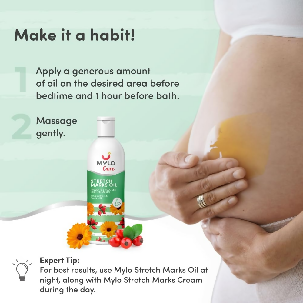 Mylo Care Stretch Marks Oil - with Sea Buckthorn | Grocsy