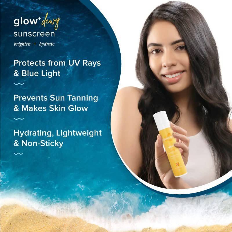 Aqualogica Glow + Dewy Sunscreen With Papaya & Vitamin C SPF 50+ PA++ | Grocsy