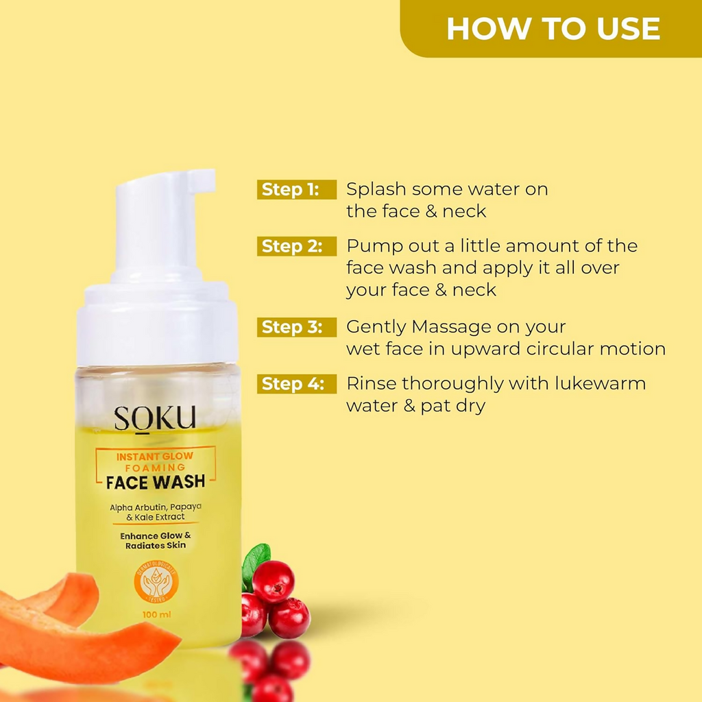 SOKU Instant Glow Foaming Face Wash | Grocsy