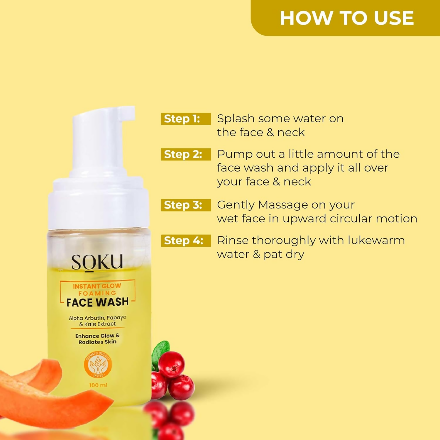 SOKU Instant Glow Foaming Face Wash | Grocsy