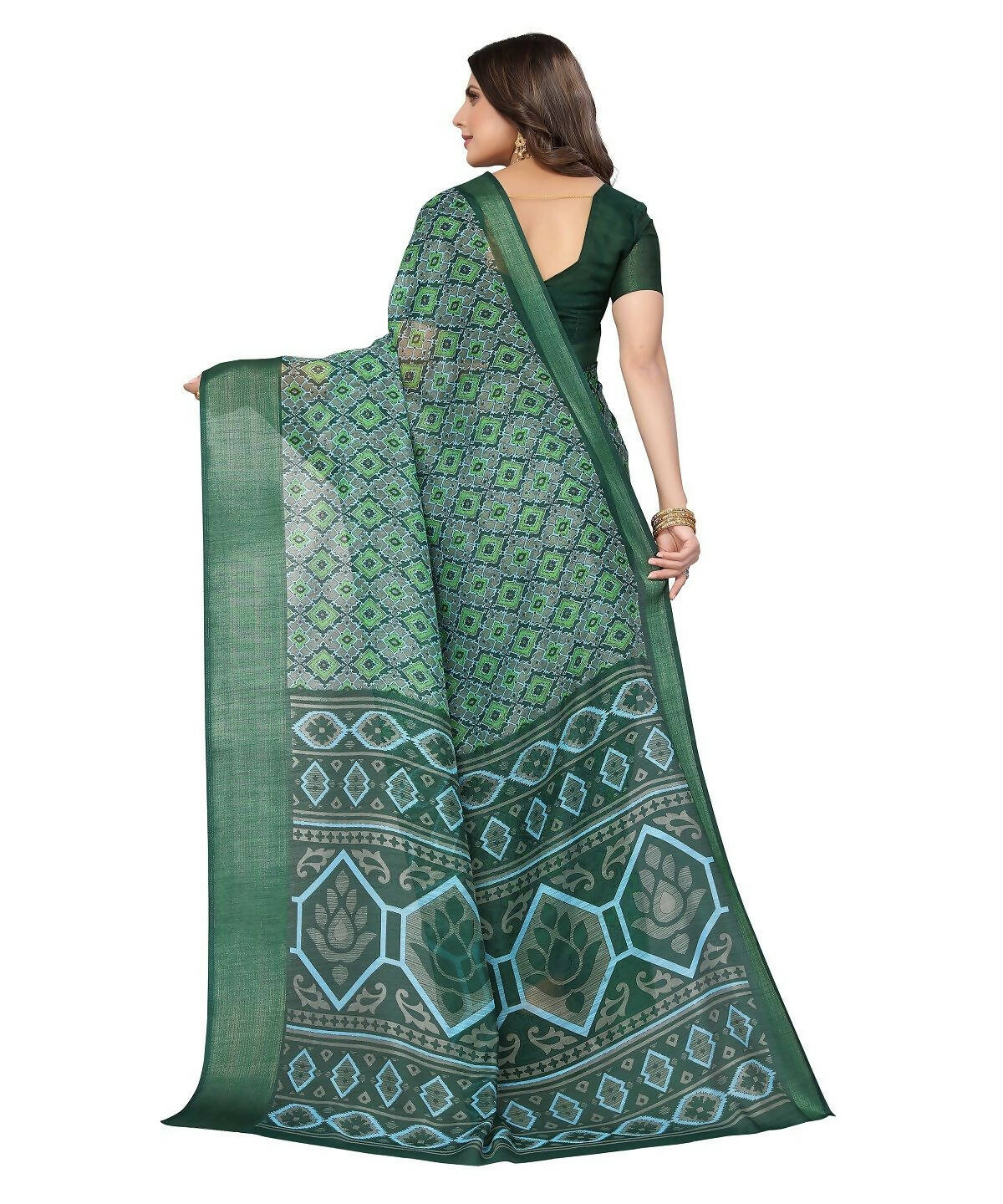 Vamika Cotton Green Jari Border Bollywood Style Saree (VASU GREEN) | Grocsy