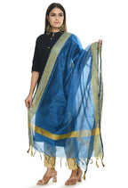 Mominos Fashion Blue Handloom Cotton Dupatta | Grocsy