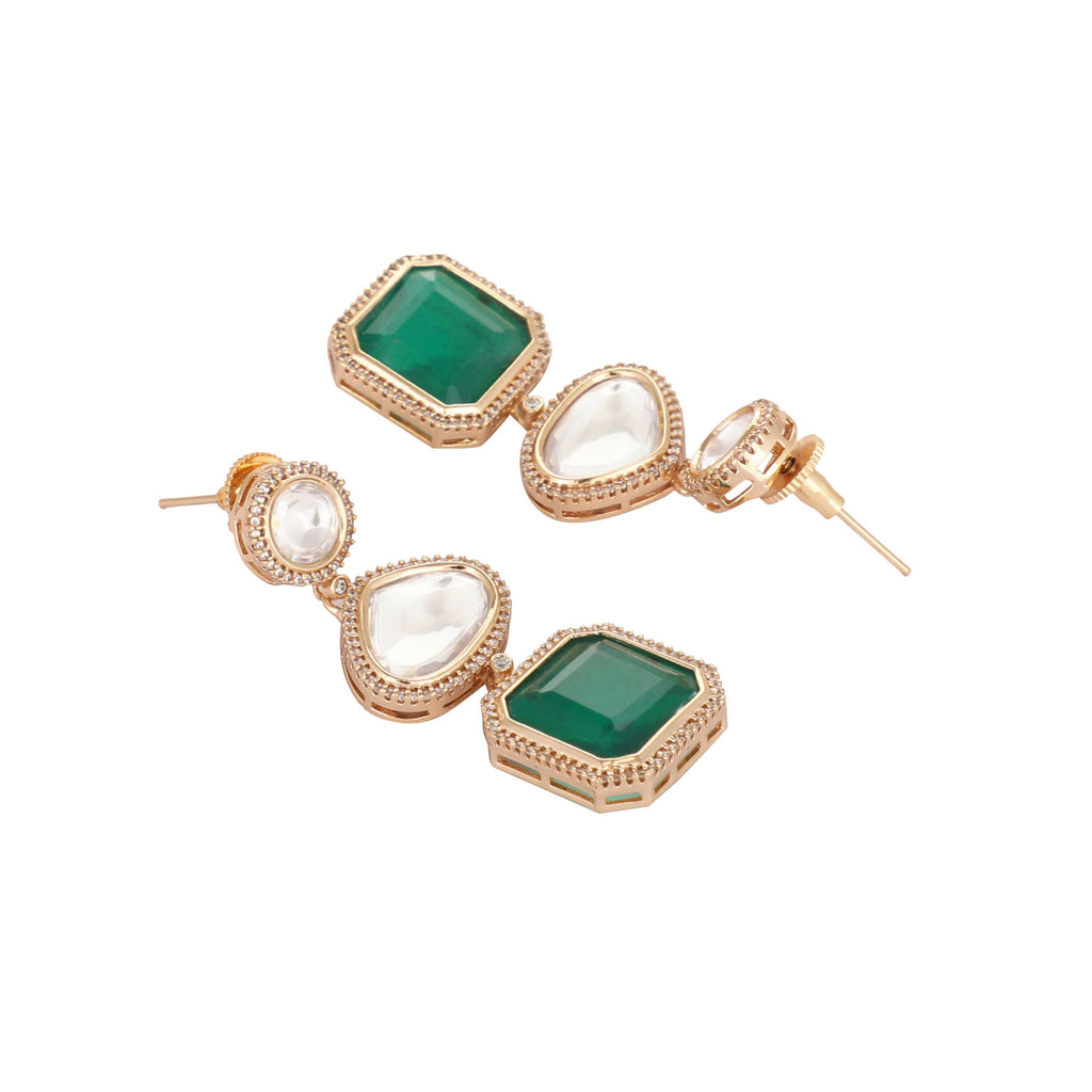 Nuyug Emerald Drop Anti Tarnish Sparkle Earrings | Grocsy
