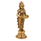 CraftVatika Brass Beautiful Lady Holding Diya Oil Lamp Stand Showpiece | Grocsy