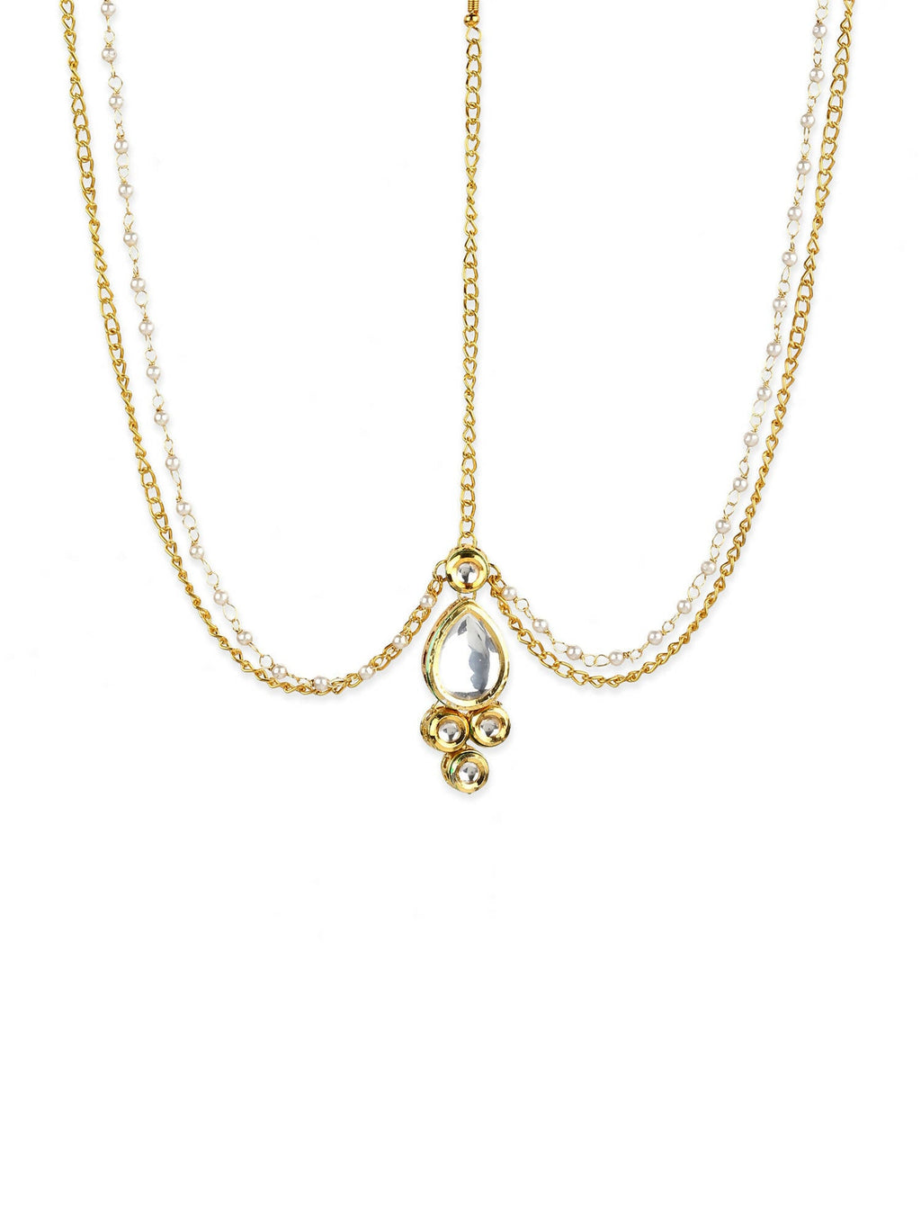 Gold-Polished Kundan Mathapatti - Ruby Raang | Grocsy