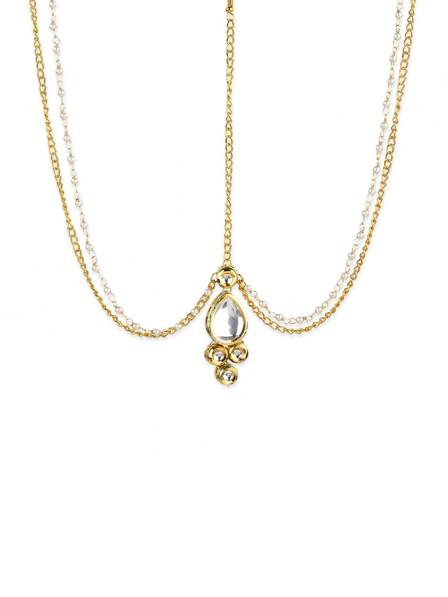 Gold-Polished Kundan Mathapatti - Ruby Raang | Grocsy