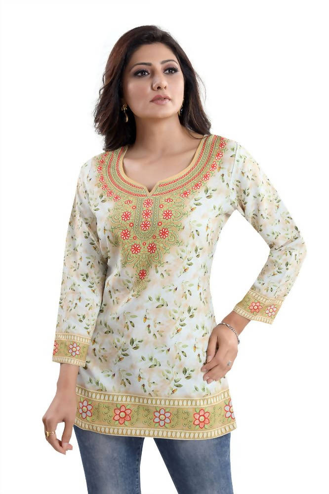 Snehal Creations Adorable Amaze Printed Short Kurti Tunic Top | Grocsy
