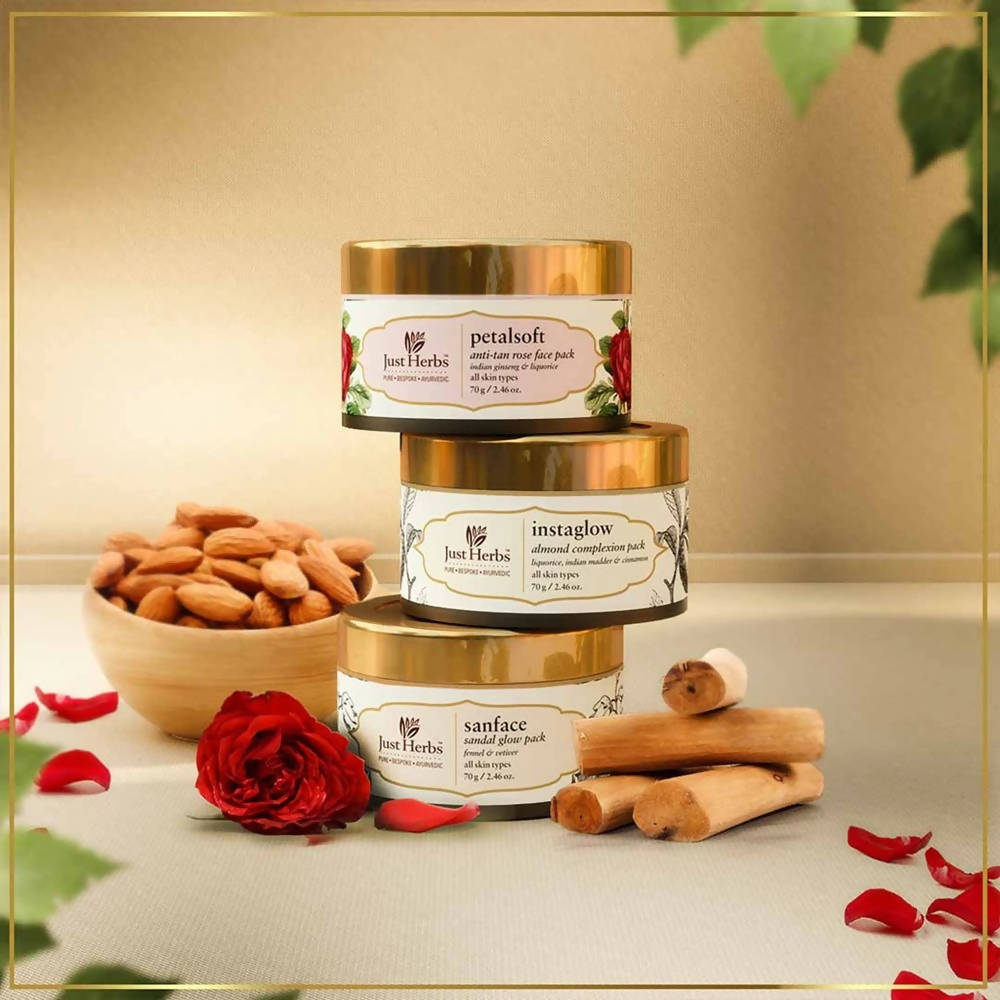 Just Herbs Ayurvedic Face Pack Trio Combo | Grocsy