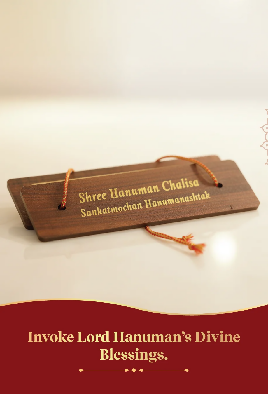 Pujashree Wooden Hanuman Chalisa – Spiritual Prayer Plaque for Home Decor & Worship (English) | Grocsy