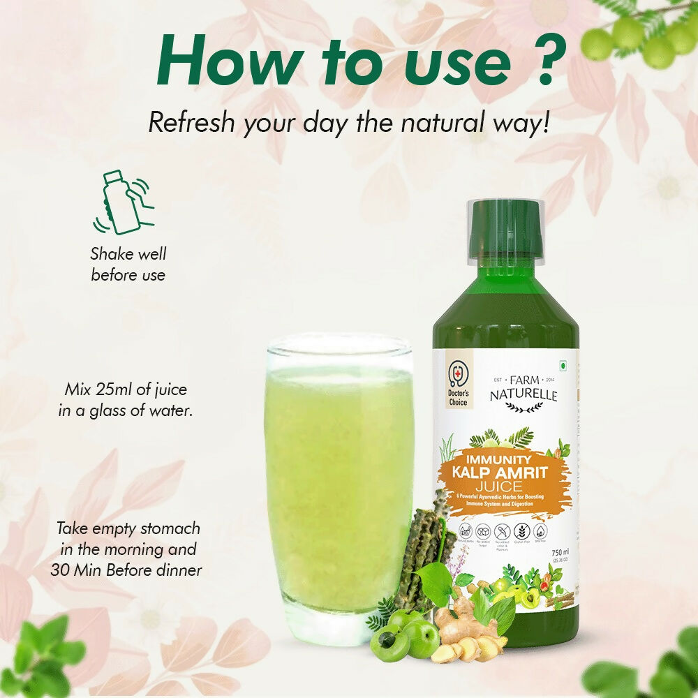Farm Naturelle Immunity Kalp Amrit Juice - Strong Herbal Blend | Grocsy