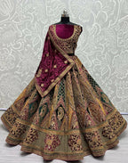 Jyoti Fashion Women's Multicolor Velvet Fancy Patch, Multi Thread Embroidered, Zircon Diamond, Sequins Work Wedding Lehenga Choli | Grocsy