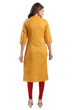 Snehal Creations Mustard Casual Cotton Printed Ladies Kurti | Grocsy