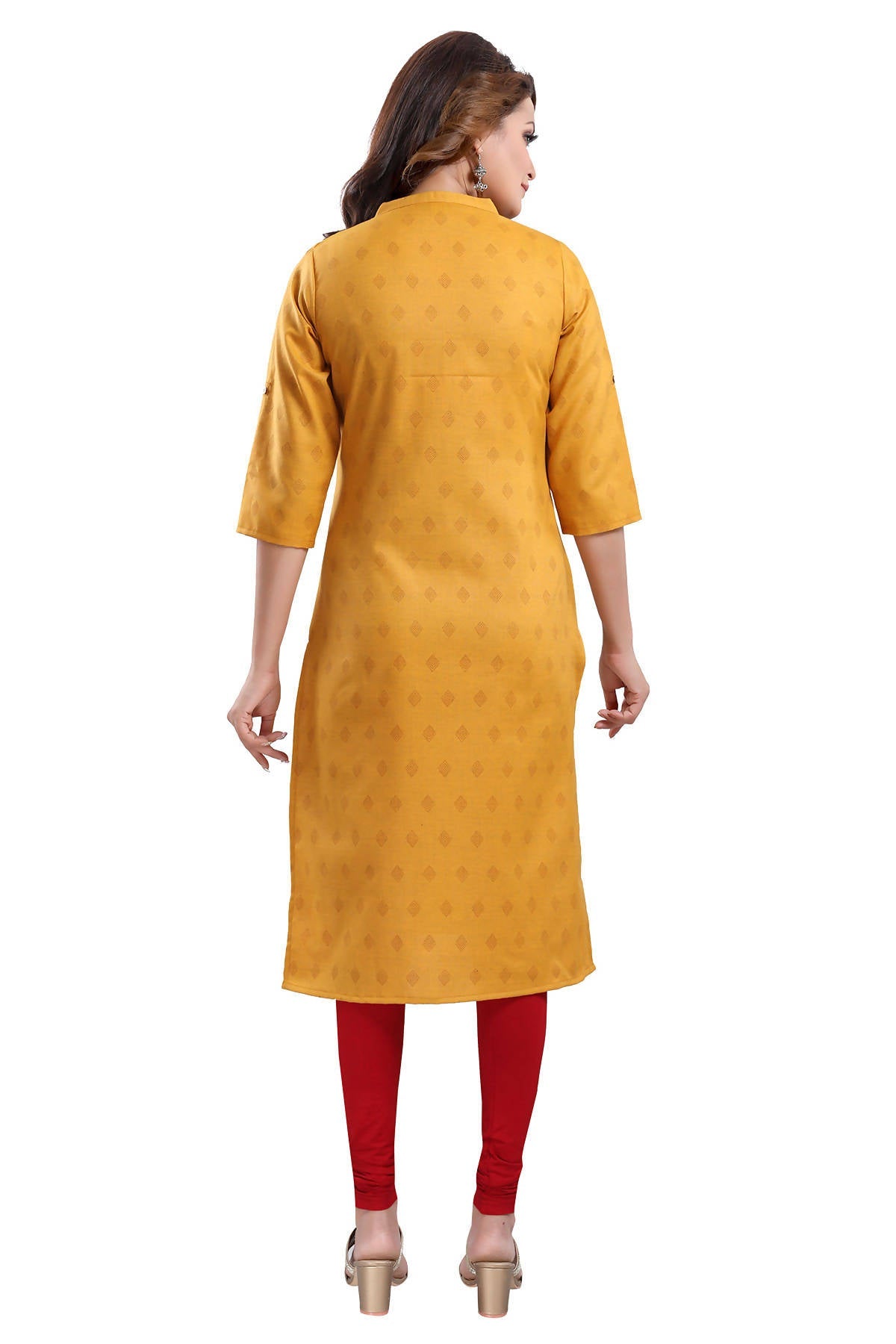 Snehal Creations Mustard Casual Cotton Printed Ladies Kurti | Grocsy