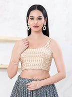 Joban Fashion Gold Shift Sleeveless Back Open Blouse | Grocsy