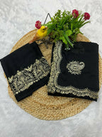 Joban Fashion Black Rangoli Crush Silk Party Wear Sarees | Grocsy