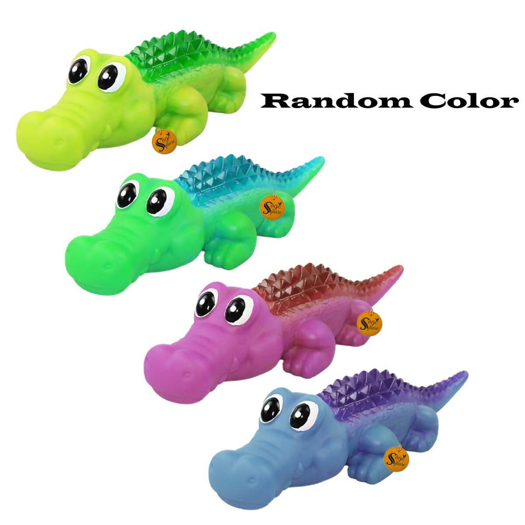 Sage Square Durable Interactive Dog Squeaky Crocodile Toy (Random Color) | Grocsy