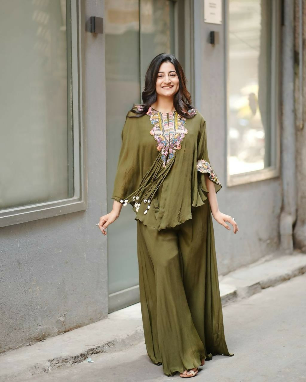 Joban Fashion Green Kurta Set Chinon Embroidery Sequence Work | Grocsy